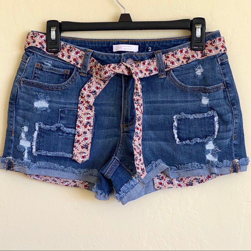 Lauren Conrad Patchwork Cut Offs Denim Jean Shorts